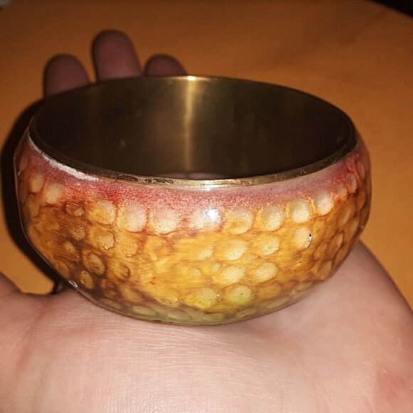 N/A Jewelry - Unique brass and multicolored wood bangle